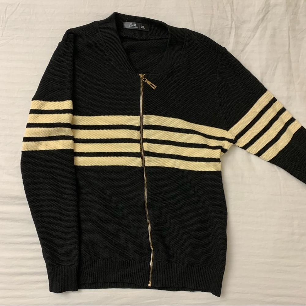 R.M. Striped Zippered Long Sleeve Knitwear Jacket Womens XS/S